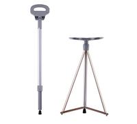 Sedile pieghevole per bastone, sedia per stampella regolabile in altezza con luce LED, sedile per bastone da passeggio in lega di alluminio antiscivolo, per anziani, disabili all'aperto, in attesa, in