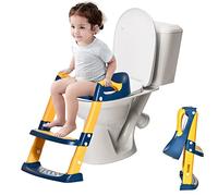 Sedile Riduttore WC per Bambini, Riduttore Water Bambini Regolabile, Toilet Ladder Seat, Pieghevole Training WC Vasino Sedile, Vasino Pieghevole Allenatore WC Scala con Pedali Paraspruzzi Cuscino
