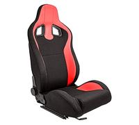 Sedile Sportivo 'MR' - Finta pelle Nero + Tessuto Pine Rossa - reclinabile doppia regolazione - incl. Slitte