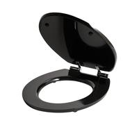 Sedile tradizionale per wc Accessori per il bagno Finitura lucida 48 x 38 cm Distanza tra i fori 16 cm Finitura lucida MDF Nero