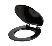 Sedile tradizionale per wc Accessori per il bagno Finitura lucida 48 x 38 cm Distanza tra i fori 16 cm Finitura lucida MDF Nero