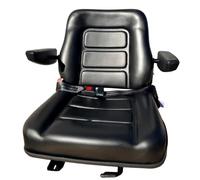 Sedile universale per carrello elevatore con cintura fissa | Sedile in PVC nero con braccioli | Compatibile con trattore, escavatore e macchinari industriali | Resistente e impermeabile