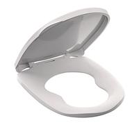 Sedile WC 2 in 1 per Famiglie con Chiusura Ammortizzata e paracolpi Antiscivolo, Coperchio in plastica con Riduttore per vasino Integrato Che Non Si allenta mai, Bianco