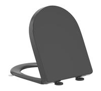 Sedile WC a chiusura morbida a forma di D, sedile YEAUPE PRO grigio con coperchio sollevatore, sgancio rapido per una facile pulizia, PP Loo Toulet per vasca da bagno con cerniere regolabili