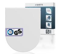 Sedile WC a forma di D con abbassamento automatico, certificato TÜV, coperchio rimovibile in materiale infrangibile, facile da montare con stencil di montaggio, coperchio WC e occhiali portata fino a