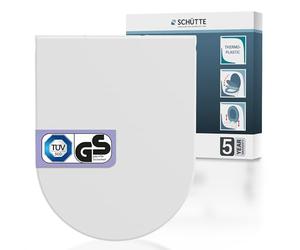 Sedile WC a forma di D con abbassamento automatico, certificato TÜV, coperchio rimovibile in materiale infrangibile, facile da montare con stencil di montaggio, coperchio WC e occhiali portata fino a