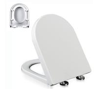 Sedile WC a Forma di D con Cerniera Regolabile a Chiusura lenta e sgancio rapido Facile da installare e Pulire Non Si allenta mai Sedile WC a Chiusura Ammortizzata Bianco