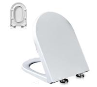 Sedile WC a Forma di D con Chiusura lenta e Cerniera Regolabile Sedile WC con Chiusura Ammortizzata Sgancio rapido e Facile da installare Non Si allenta mai Materiale in urea formaldeide Bianco
