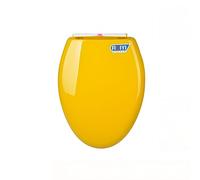 Sedile WC a forma di d in plastica allungata viola SlowClose TopFixing EasyInstall (giallo)