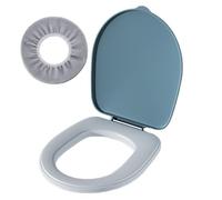 Sedile WC a secchio con coperchio, carico 100 kg, sedile WC da campeggio in plastica impermeabile con coperchio morbido portatile per lunghi viaggi, escursioni, interni ed esterni, blu