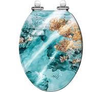 Sedile WC allungato con chiusura ammortizzata per il bagno | Luce LED integrata, cerniere a sgancio rapido per una facile pulizia, copertura decorativa in resina lucida, adatta a WC