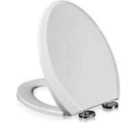 Sedile WC Allungato con Meccanismo a Chiusura Morbida, Copriwater Bianco con Cuscinetti Antiscivolo e Aggancio Rapido per Pulizia Semplice, Realizzato in Materiale PP per, 45x36cm (01B), 45x36cm (01B)