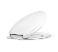 Sedile WC allungato, con sgancio rapido e attacco rapido, sedile WC in plastica con chiusura ammortizzata, facile da installare e pulire, bianco