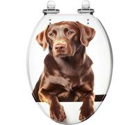 Sedile WC allungato in resina SimpleDecor, colore cioccolato, modello | Cerniere a chiusura silenziosa e a sgancio rapido, con paracolpi di copertura, facili da installare e da pulire.