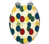 Sedile WC allungato per gatti con chiusura ammortizzata e cerniere in | Design retrò atomico anni Cinquanta di metà secolo, colore giallo rustico, facile sostituzione del sedile del WC