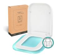BENKSTEIN Copriwater per WC a forma di E, sedile WC con chiusura morbida, coperchio per WC rettangolare con rilascio rapido, coperchio universale in Duroplast bianco antibatterico