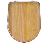 Sedile WC Colore Naturale Con Rallentamento In Legno Massello Ultra Resistente Copriwater Compatibile A Forma Di U/V/O Superiore Fisso,Un Colore 40-48cm X 33-38cm,D
