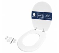 Sedile WC compatibile con Liuto Ideal Standard Bianco EUR Copriwater in legno