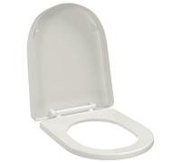 Sedile WC con abbassamento automatico, bianco, quadrato, in plastica di polipropilene, 48 x 35 cm, sedile WC rimovibile con cerniera stabile e facile montaggio, per bagno e