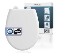 Sedile WC con abbassamento automatico, certificato TÜV, coperchio rimovibile in materiale infrangibile, facile da montare con stencil di montaggio, coperchio WC e occhiali da portata fino a 500 kg