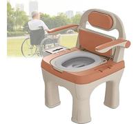 Sedile WC con braccio a goccia con seduta e schienale imbottiti, resistente, secchio rimovibile, per adulti e anziani, alternativa al WC più sicura, supporta fino a 299,4 kg (arancione)