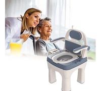 Sedile WC con braccio a goccia con seduta e schienale imbottiti, resistente sedile WC rimovibile per adulti e anziani, alternativa al WC più sicura, supporta fino a 299,4 kg (blu)