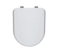 Sedile Wc Con Cerniere Cromate Interasse 158 MM, Copriwater Colore Bianco, Tavoletta Wc Compatibile Con Wc Clodia H 435 MM L 358 MM