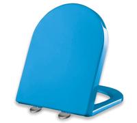 Sedile WC con cerniere regolabili, Sedile da bagno a forma di D con chiusura rallentata cerniere regolabili, materiale PP ispessito, rosso(Blue)