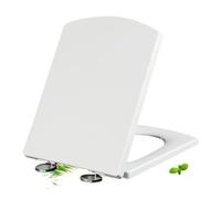 Sedile WC con chiusura ammortizzata, Copriwater quadrato, Copriwater bianco, morbido, chiuso, Fissaggio superiore semplice, Copriwater robusto con cuscino for sedile antiscivolo(37 * 47cm)