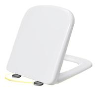 Sedile WC con chiusura ammortizzata, Sedile wc bianco Sedile wc ammortizzato a sgancio rapido, quadrato, con fissaggio superiore Con coperchio Cerniera in acciaio inox a doppio fissaggio(36 * 44cm)