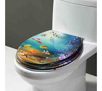 Sedile WC con chiusura ammortizzata, Sedile WC in resina for tipo U/V/O multicolore 36x42 cm distanza fori 13-21(A Style)