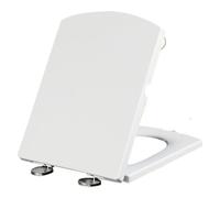 Sedile WC con chiusura ammortizzata, Sedile WC quadrato imbottito bianco for carichi pesanti con sedile antiscivolo e accessori di fissaggio superiori con sedile antiscivolo(34.5 * 43cm)