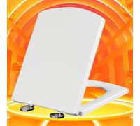 Sedile WC con chiusura ammortizzata, sgancio rapido, quadrato, con fissaggio superiore semplice, sedili WC standard, facile da installare e pulire(34.5x43cm)