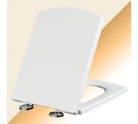 Sedile WC, Coperchio for WC quadrato resistente con chiusura ammortizzata e fissaggio superiore, coperchio for WC con coperchio di copertura(37 * 47cm)