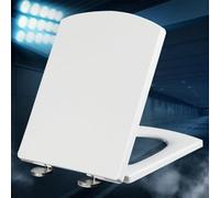 Sedile WC, Coperchio for WC quadrato resistente con chiusura ammortizzata e fissaggio superiore, coperchio for WC con coperchio di copertura(34.5 * 43cm)
