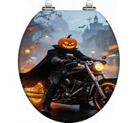 Sedile WC da cavaliere fantasma di Halloween, accessorio da bagno di | Sedile WC a tema spettrale cavaliere fantasma di Halloween, con dimensioni standard, progettato per aggiungere un tocco