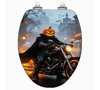 Sedile WC da cavaliere fantasma di Halloween, accessorio da bagno di | Sedile WC a tema spettrale cavaliere fantasma di Halloween, con dimensioni standard, progettato per aggiungere un tocco