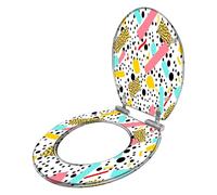 Sedile WC Decorativo Ovale o Rotondo Stile retrò Anni '80/'90 con Stampa Leopardata e Pois Facile da installare e con copriwater per Il Bagno
