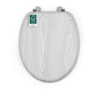 Sedile WC effetto legno grigio Beldray - Design classico, facile da installare, si adatta alla maggior parte dei WC di dimensioni standard, dimensioni sedile 37 x 43 cm (l x p), cerniere in zinco