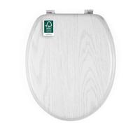 Sedile WC effetto legno quercia Beldray - Design classico, facile da installare, adatto alla maggior parte dei WC di dimensioni standard, dimensioni sedile 37 x 43 cm (l x p), cerniere in zinco