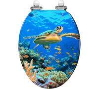 Sedile WC generico allungato in resina per bagno | Design Turtle Cloud Anthias, coperchio con chiusura lenta e silenziosa, cerniere a sgancio rapido, paracolpi per il coperchio