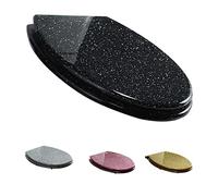 Sedile WC Glitterato, Sedile WC con Chiusura Ammortizzata, sgancio rapido e Cerniere Regolabili a 360°, attacchi con Fissaggio Superiore o Inferiore, Facile da i(Black)