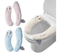 Sedile WC imbottito, 3 paia, con agnello, riutilizzabile, caldo, lavabile, per WC per il bagno