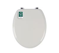 Sedile WC in legno Beldray - Design classico e neutro Facile da installare e rimuovere, adatto alla maggior parte dei WC standard, seduta 36,5 x 42,5 cm (l x p), coperchio 34,3 x 41,2 cm