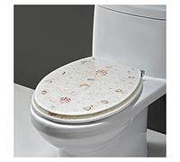 Sedile WC in Resina con Coperchio - Serie Oceano Effetto 3D Coperchio Resistente con Delfino Stella Marina e Vere Conchiglie per WC Tipo U/V/O