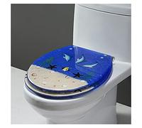 Sedile WC in resina resistente con delfino 3D e stella marina, coperchio a chiusura lenta, adatto per WC tipo U/V/O