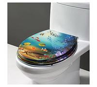 Sedile WC in resina resistente con delfino 3D e stella marina, coperchio a chiusura lenta, adatto per WC tipo U/V/O