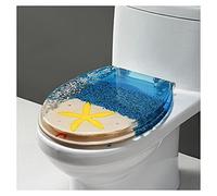 Sedile WC in resina resistente con delfino 3D e stella marina, coperchio a chiusura lenta, adatto per WC tipo U/V/O