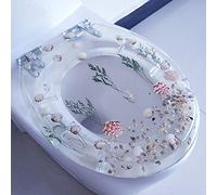Sedile WC in resina trasparente, design con conchiglie e sabbia, igienico, con chiusura ammortizzata, confortevole, migliora l'estetica e la funzionalità del bagno