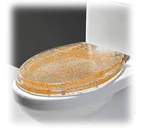 Sedile WC Ovale Lucido con meccanismo di Chiusura Ammortizzata e Design a sgancio rapido(Yellow-Transparent)